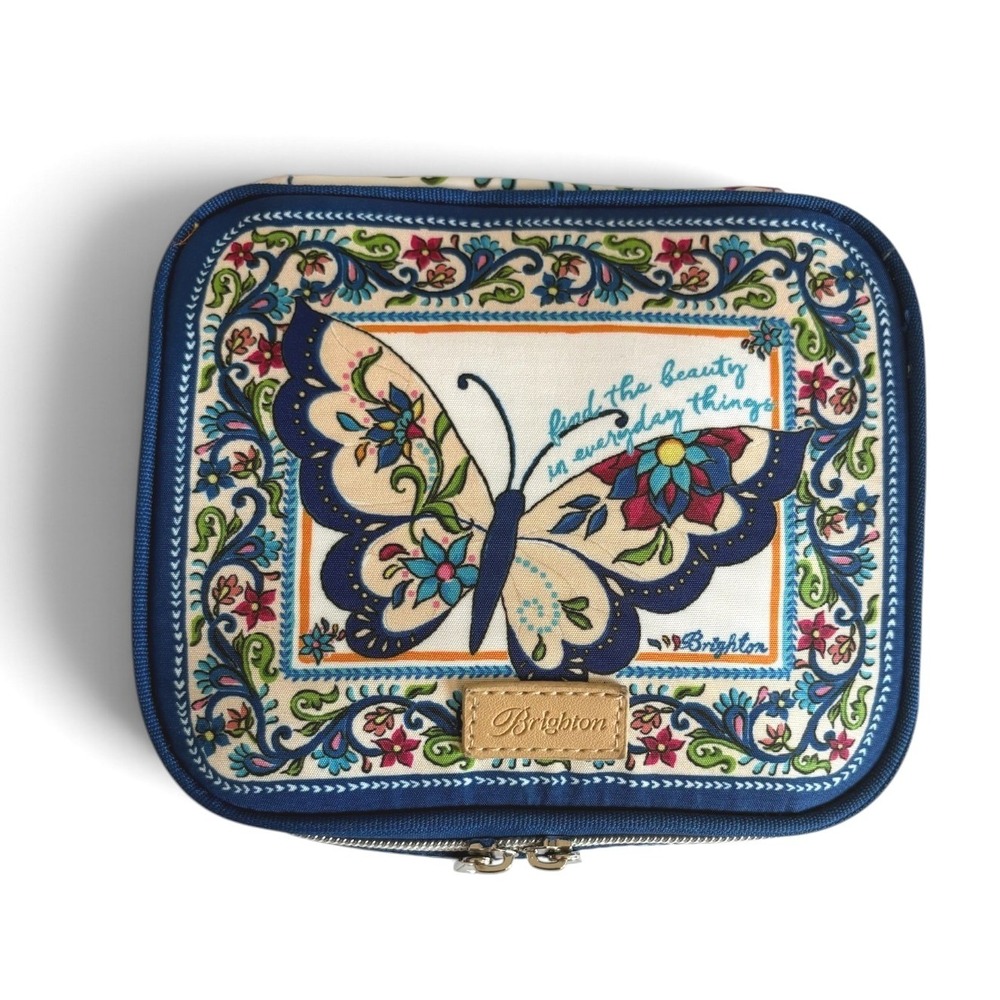 Brighton Butterfly Garden Floral Fabric Jewelry Organizer Travel Case